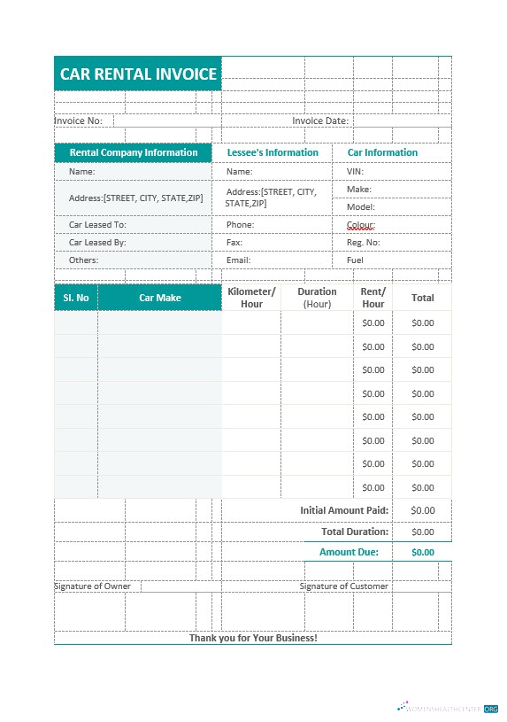 Download Car Rental Service Invoice Template Photoshop template